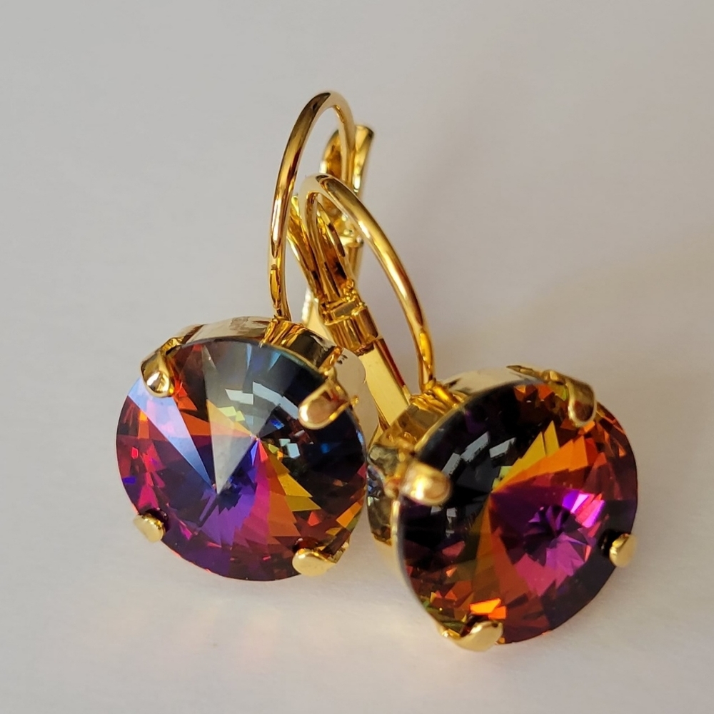 Austrian Crystal Earrings in Gold Setting - Picture 6 of 7